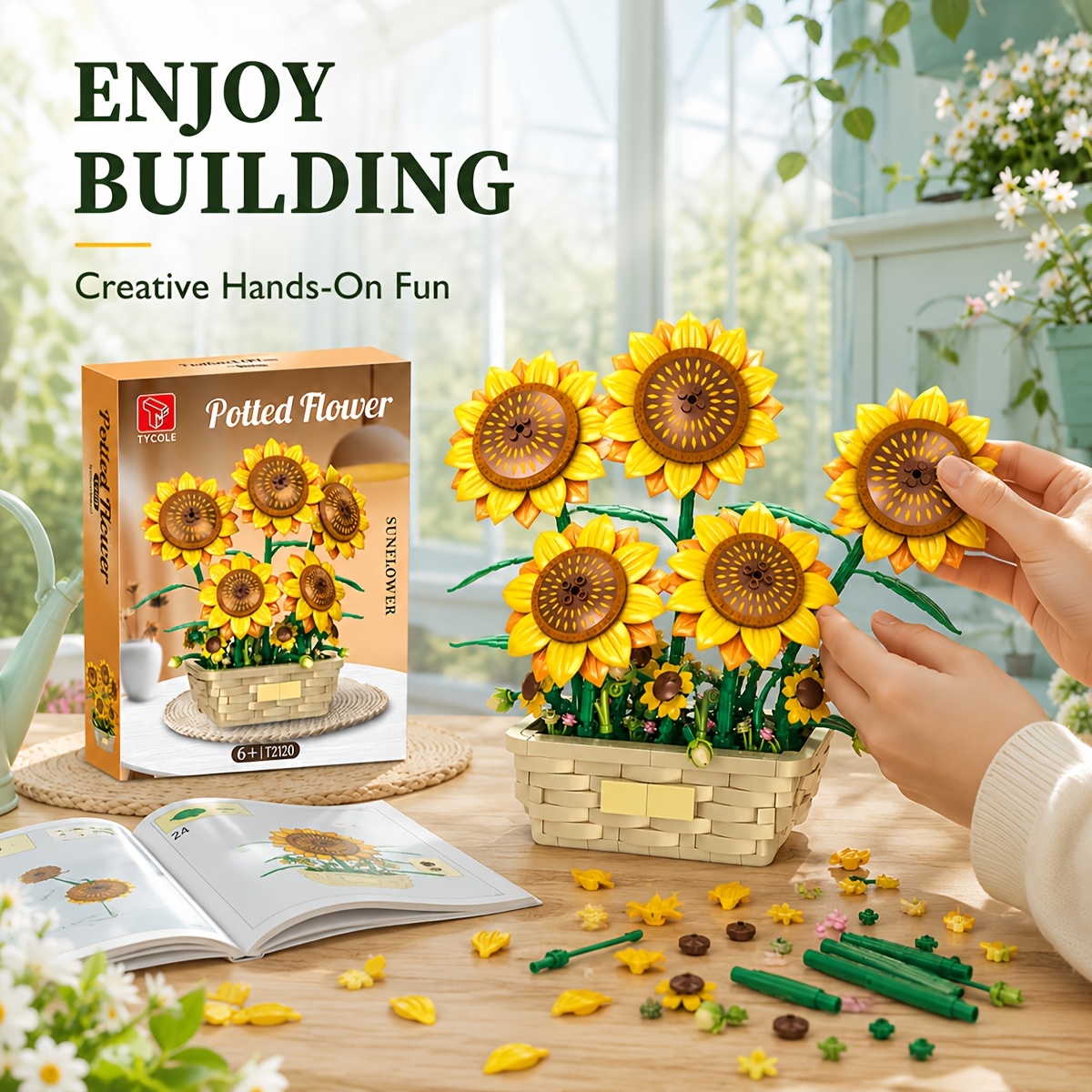 Sunflower Potted Building Block Flower Model Toy